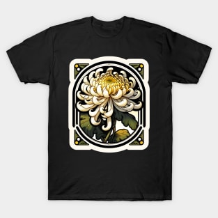 Art Nouveau Chrysanthemum November Birth Month Flower T-Shirt